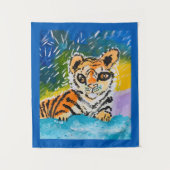 Baby Tiger "Kunst von Kindern" Wandteppich (Vorderseite)