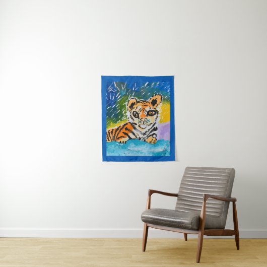 Baby Tiger "Kunst von Kindern" Wandteppich (Beispiel)