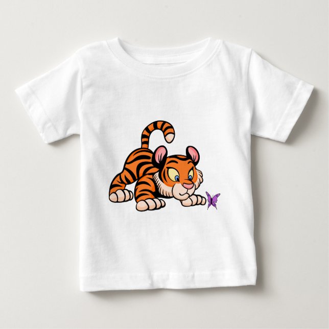 Baby-Tiger mit Schmetterling Baby T-shirt (Vorderseite)