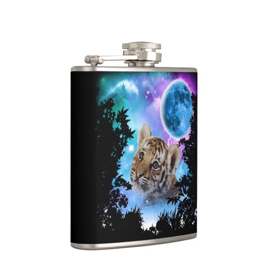 Baby-Tiger-Mitternacht-Wald Flachmann (Rechts)