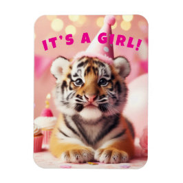 Baby Tiger Niedlich Baby Reveal Girl Pink Magnet