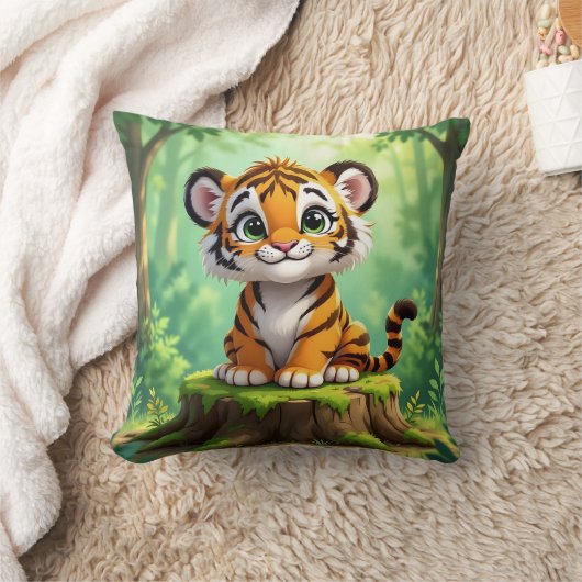 Baby Tiger | Niedlicher Cartoon Kids Kinderzimmer  Kissen (Decke)
