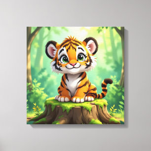 Baby Tiger Niedlicher Cartoon Kids Kinderzimmer Leinwanddruck