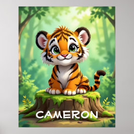 Baby Tiger | Niedlicher Cartoon Kids Kinderzimmer  Poster
