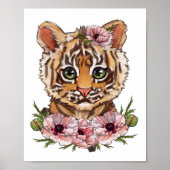 Baby Tiger Rose Animal Poster | Niedlich Tiger Art (Vorne)