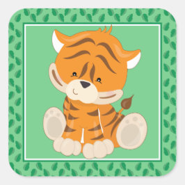 Baby Tiger | Safari Animals Party Quadratischer Aufkleber