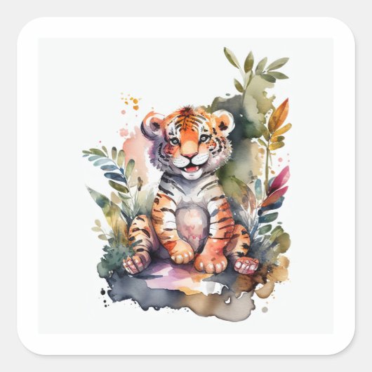 Baby Tiger Square Sticker (Vorderseite)