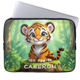 Baby Tiger | Süße Cartoon-Kinderzimmer-Kunst Laptopschutzhülle