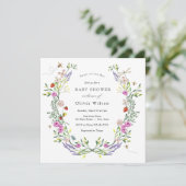 Baby to Bee Boho Floral Baby Dusche Einladung (Stehend Vorderseite)