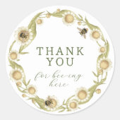 Baby to Bee Daisy Wildblume Wreath Vielen Dank Runder Aufkleber (Vorderseite)