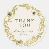 Baby to Bee Daisy Wildblume Wreath Vielen Dank Runder Aufkleber (Vorderseite)