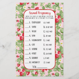 Baby to Bee Strawberry Animal Shower Game Girl Flyer