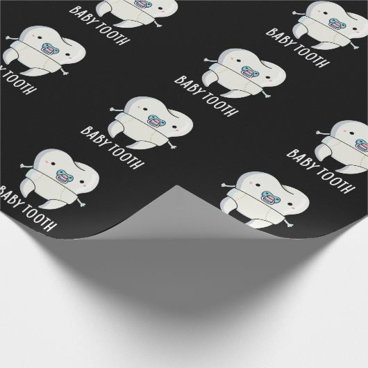 Baby Tooth Funny Teeth Pun Dark BG Geschenkpapier (Ecke)