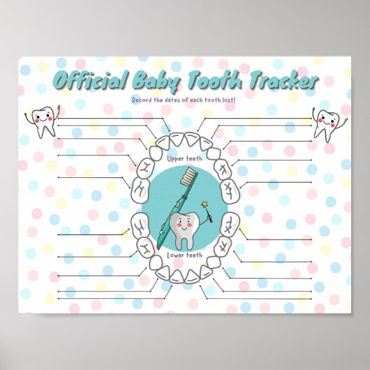 Baby Tooth Tracker Chart Poster (Vorne)