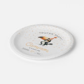 Baby Toucan, orange, Kindergeburtstag Pappteller (Schrägansicht)