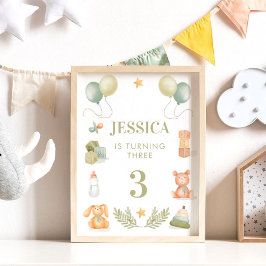 Baby Toys Watercolor Geburtstags-Kinderzimmer Poster