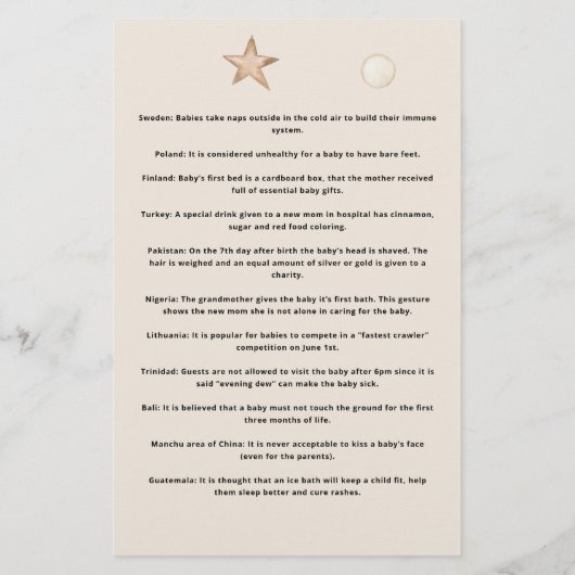 Baby Tradition Baby Bear Baby Shower Game (Rückseite)