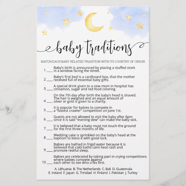 Baby Traditionen rund um das World Baby Duwer Game (Vorderseite)