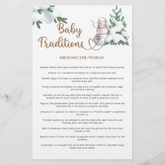 Baby Traditionen Winter Baby Duschspiel (Rückseite)