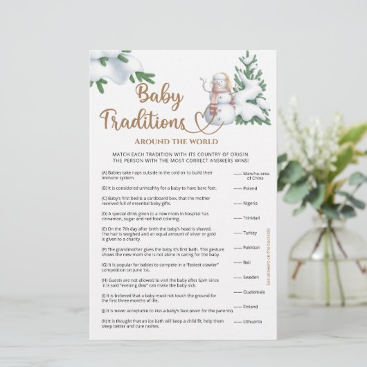 Baby Traditionen Winter Baby Duschspiel (Stehend Vorderseite)