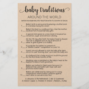 Baby Traditions Baby Shower Spiel mit Antworten
