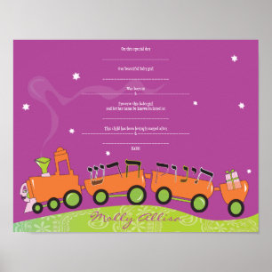 BABY TRAIN Jüdisches Geburtszeugnis Poster