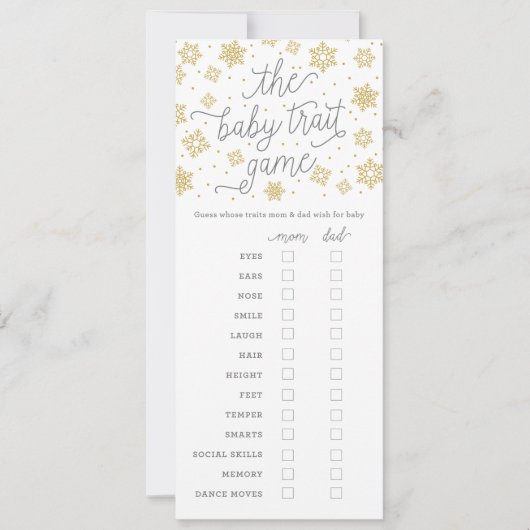 Baby Trait Gold Snowflake Babyduschkarte Einladung (Vorderseite)