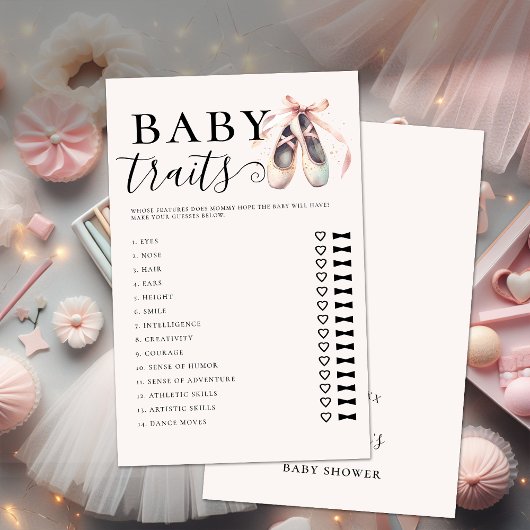 Baby Traits Girl Shower Game Pink Ballerina Shoes Flyer