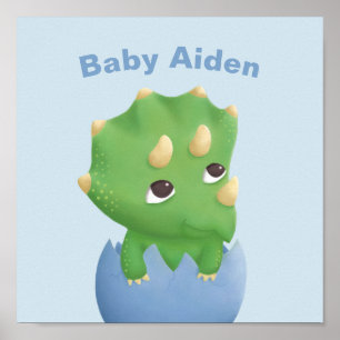 Baby-Triceratops-Dinosaurienei-Nursery-Raum-Dekora Poster