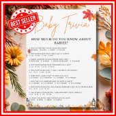 BABY TRIVIA & ANSWERS Kinderduschenspiel Niedliche Einladung