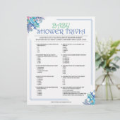 Baby Trivia [Blue Floral] Briefbogen (Stehend Vorderseite)