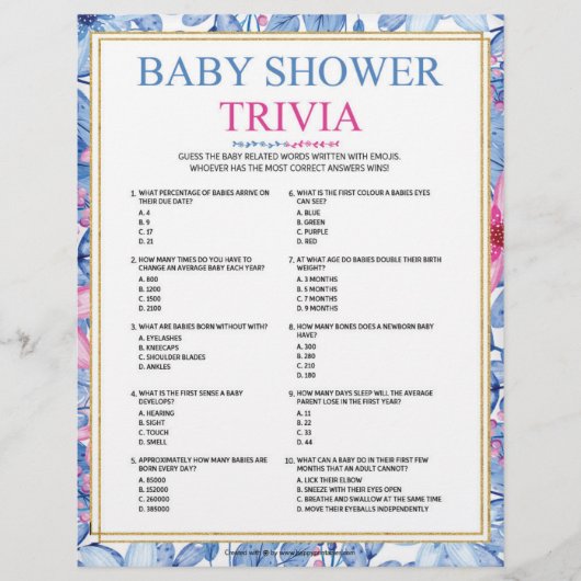 Baby Trivia [Florfarben] Briefbogen (Vorderseite)