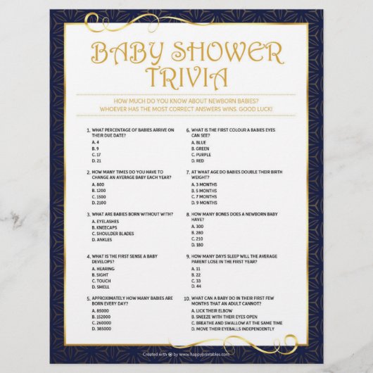 Baby Trivia [Golden Blue] Briefbogen (Vorderseite)