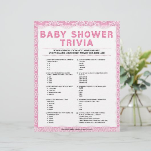 Baby Trivia [Luxury Lace [Pink] Briefbogen (Stehend Vorderseite)