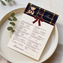 Baby Trivia Polo Teddy Bear Wine Red Kariert Game