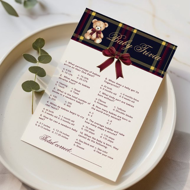 Baby Trivia Polo Teddy Bear Wine Red Kariert Game (Von Creator hochgeladen)