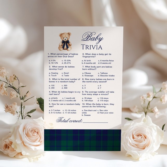 Baby Trivia Preppy Teddy Bear Navy Plaid game (Von Creator hochgeladen)