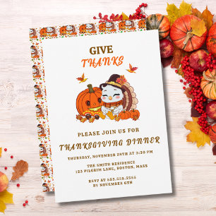 Baby Truthahn und Kürbis feiern Thanksgiving Einladung