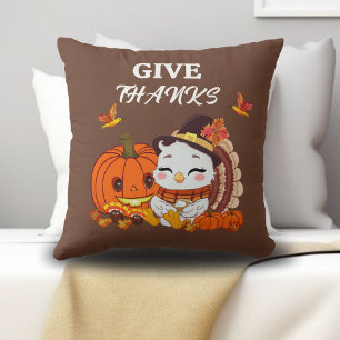 Baby Truthahn und Kürbis feiern Thanksgiving  Kissen