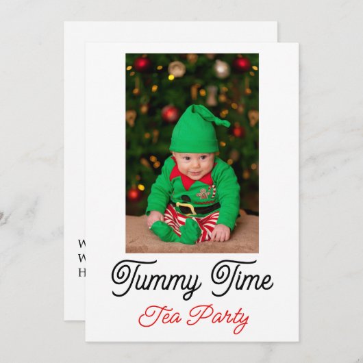 Baby Tummy Time, Christmas Tee personalisieren Tex Einladung (Vorne/Hinten)