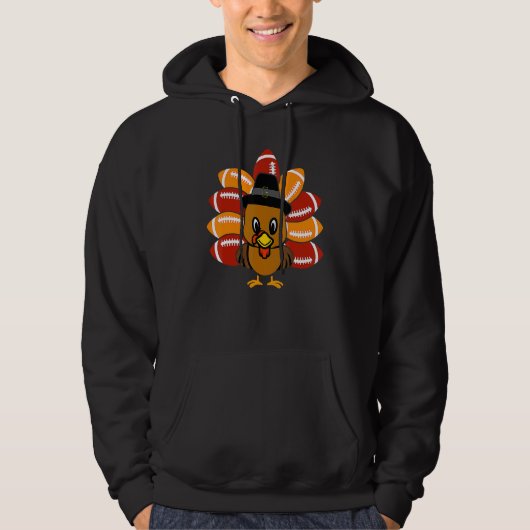 Baby Turkey and Football Balls Sport Thanksgiving Hoodie (Vorderseite)