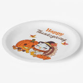 Baby Turkey And Pumpkin Celebrating Thanksgiving  Pappteller (Schrägansicht)