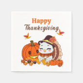 Baby Turkey And Pumpkin Celebrating Thanksgiving  Serviette (Vorderseite)