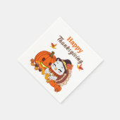 Baby Turkey And Pumpkin Celebrating Thanksgiving  Serviette (Ecke)