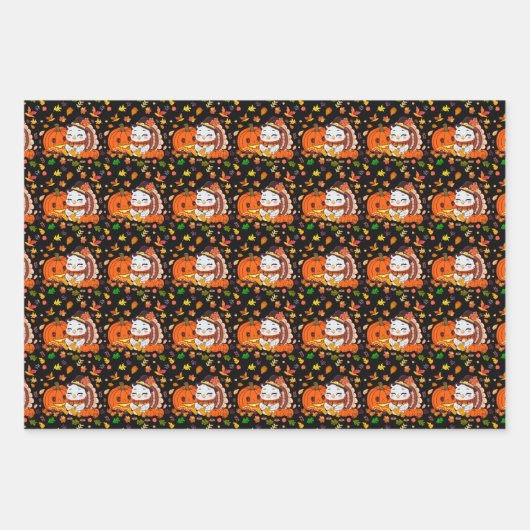 Baby Turkey und Pumpkin feiern Erntedank Geschenkpapier Set (Vorderseite)