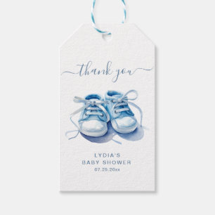 Baby Turnschuhe zur Babyparty-Einladung, Baby Jung Geschenkanhänger