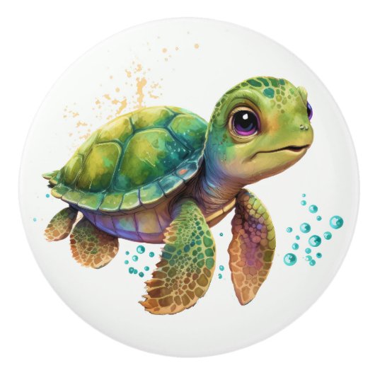 Baby Turtle Beach Nautical Drawer Knobs Keramikknauf (Vorderseite)