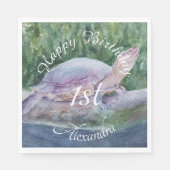 Baby Turtle Happy Brthday Serviette (Vorderseite)