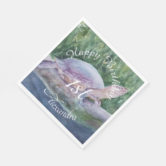 Baby Turtle Happy Brthday Serviette (Ecke)