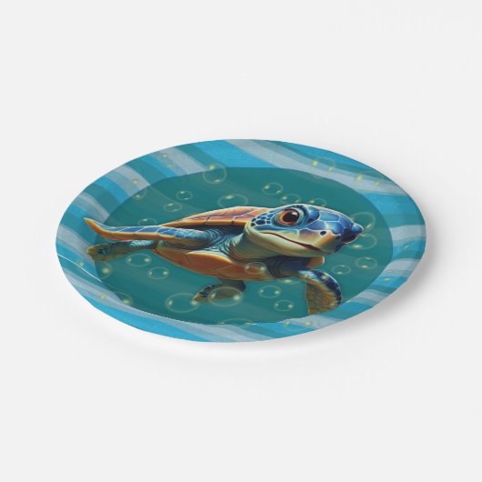 Baby Turtle Paper Plate Pappteller (Schrägansicht)